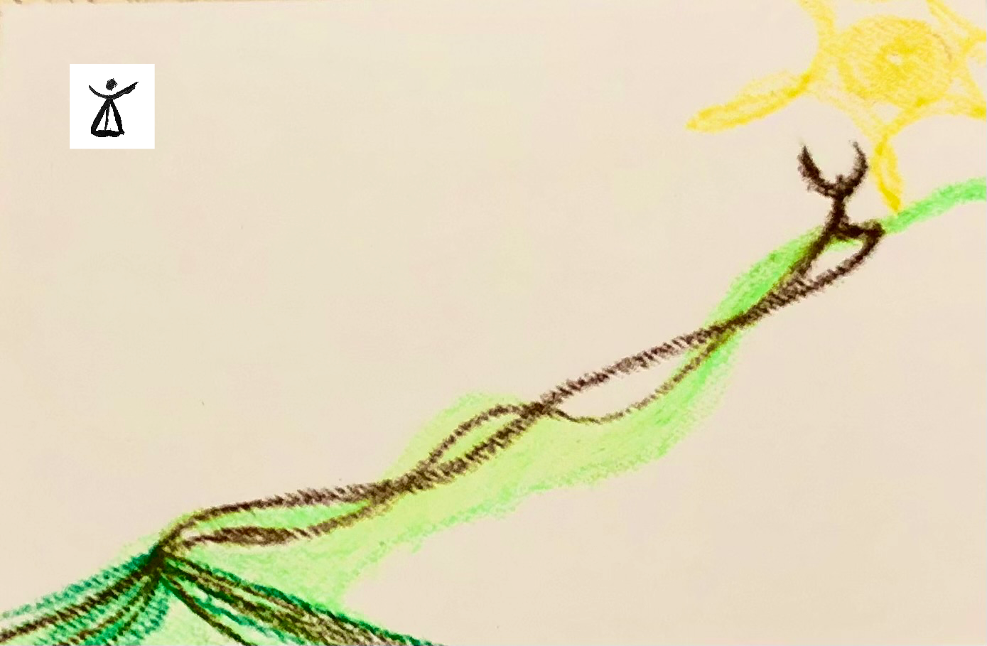Equilibre - Déséquilibre Frédéric Malbois assis, avec des dessins de stagiaires à ses pieds